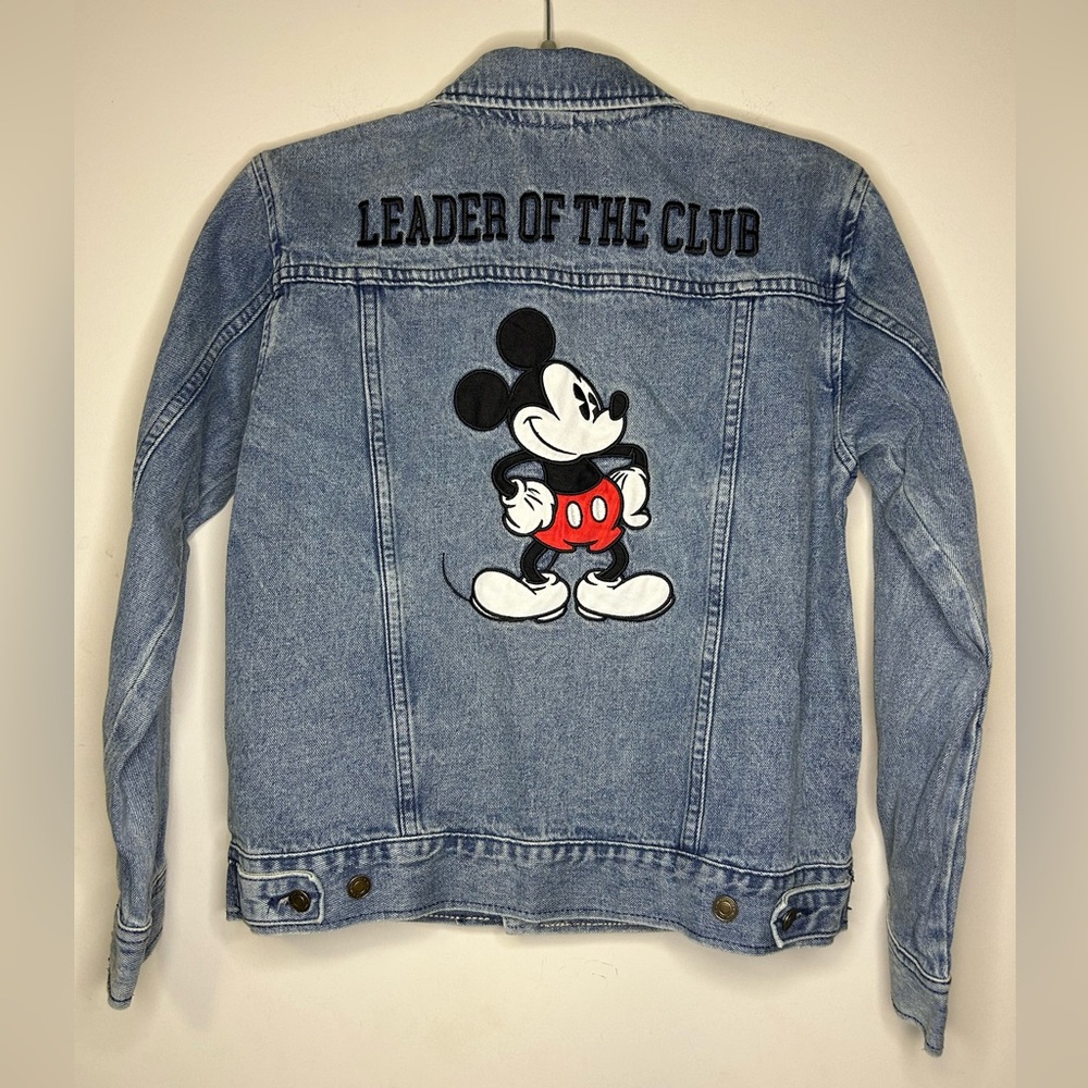 Disney Denim Jacket Mickey Mouse Youth 11/12 S Leader Of The Club Embroidered - Picture 2 of 10